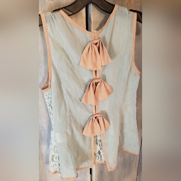 Ryu Anthropologie Lace/Chiffon 3 Bows Tank Blouse (S) - Picture 6 of 15